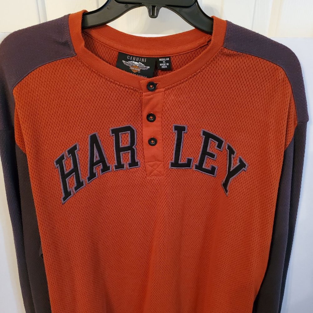 Harley Davidson Henley style long sleeve shirt. Size XL.